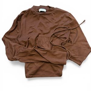 Haley & June Brown Cutout Cropped Top with Tie-Back Top Size M